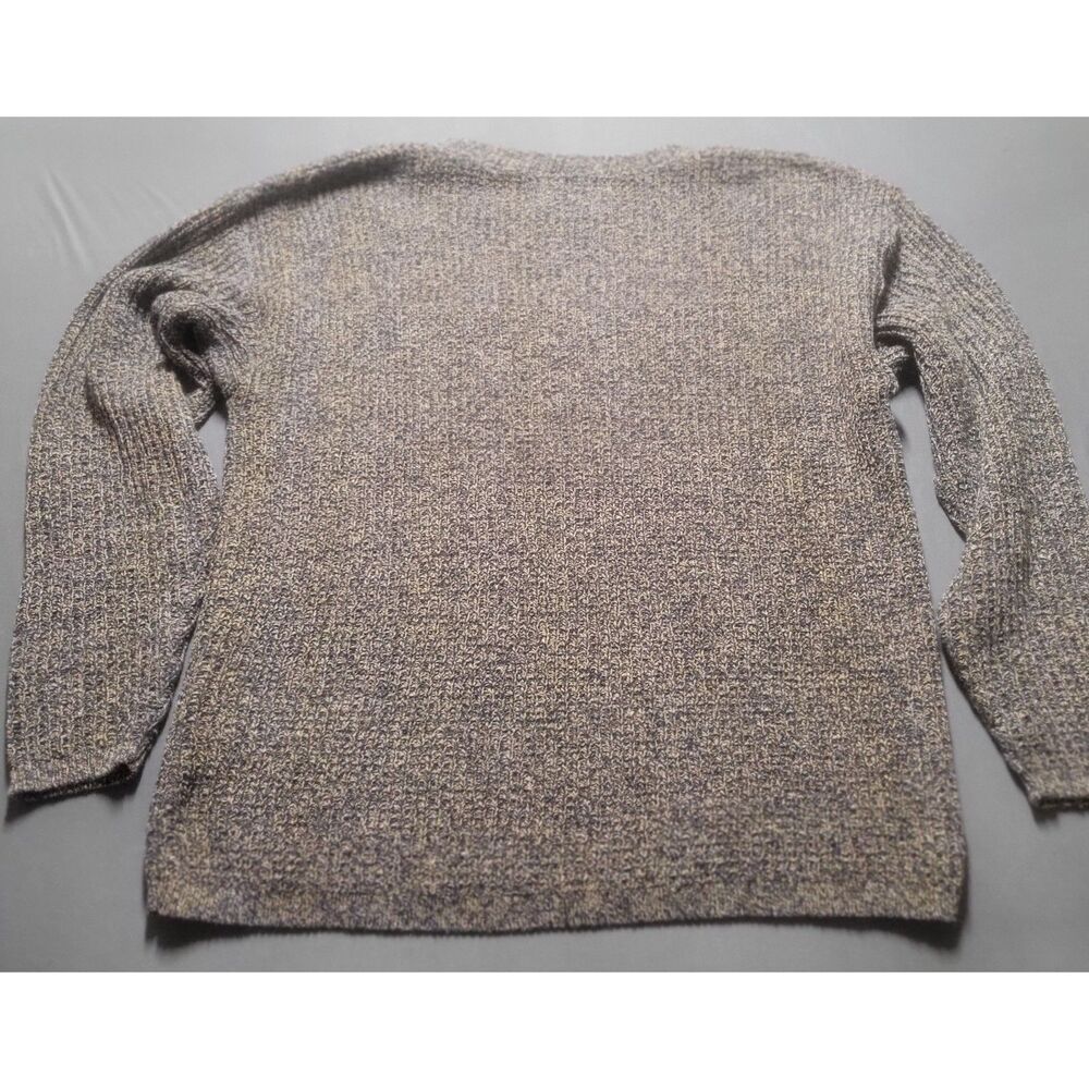 Vintage St. John's Bay Large Knit Crewneck Sweater Made in USA Beige Navy Blue